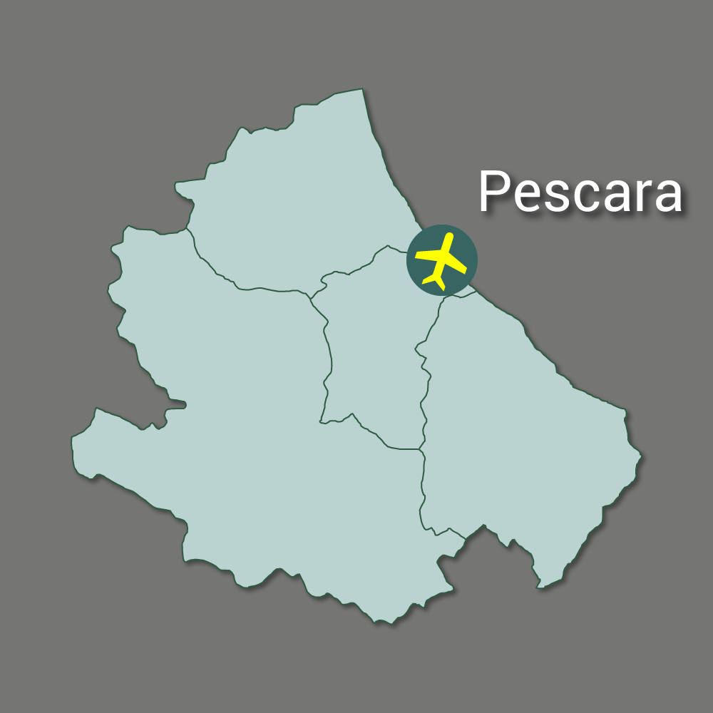 Map showing airport access in Abruzzo