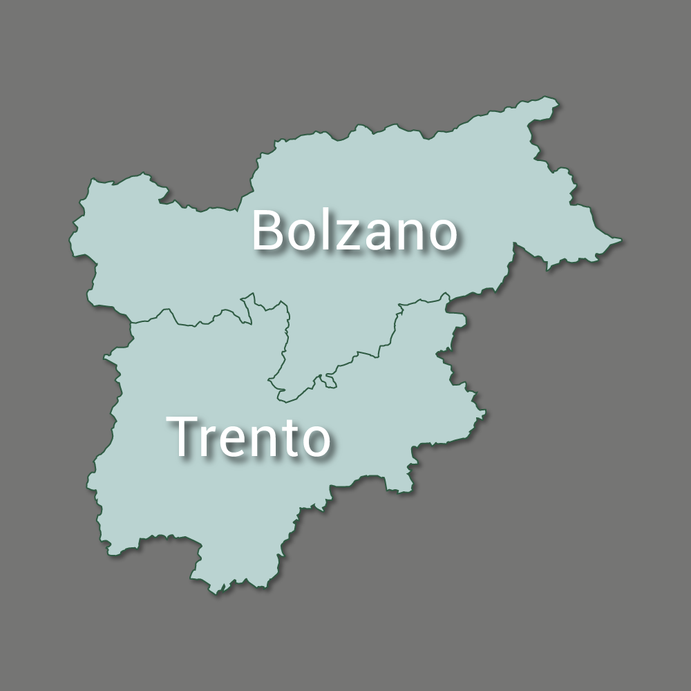 Map showing the provinces of Trentino-Alto Adige